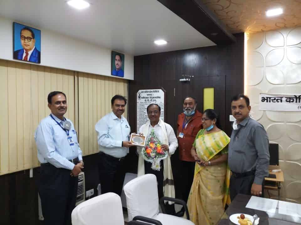 ECL Asansol and Sri P K Srivastava GM ECL met and felicitated Sri R.S Mahapatra Director BCCL
