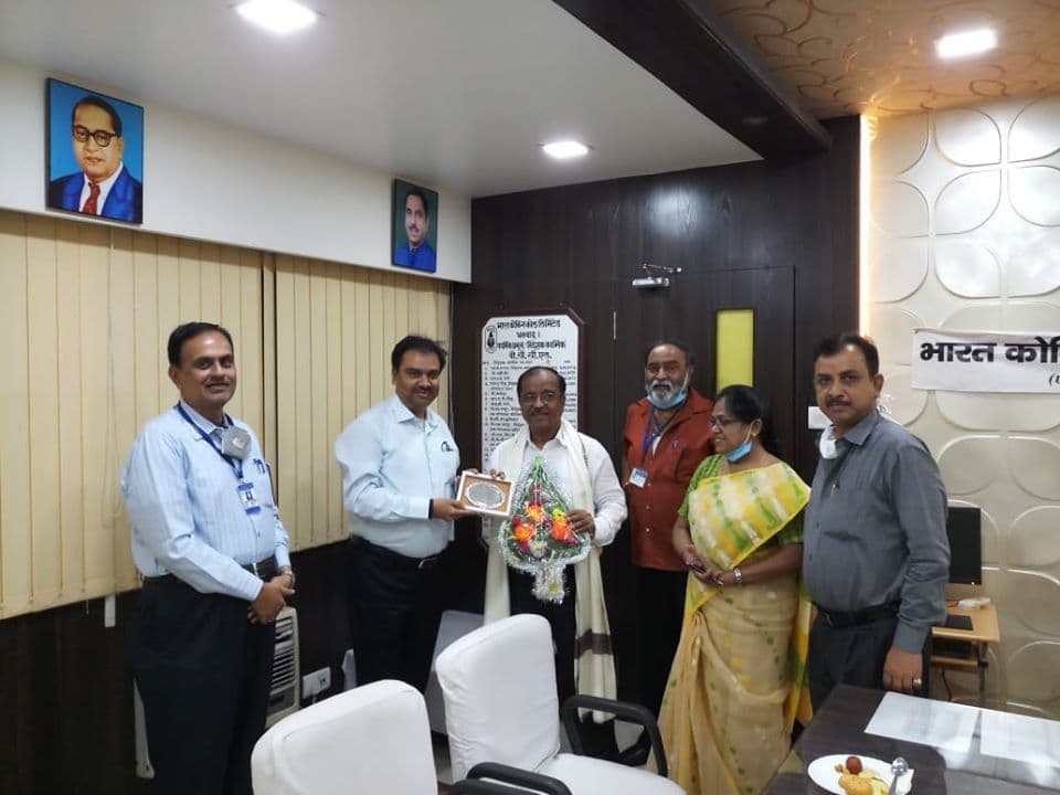 ECL Asansol and Sri P K Srivastava GM ECL met and felicitated Sri R.S Mahapatra Director BCCL