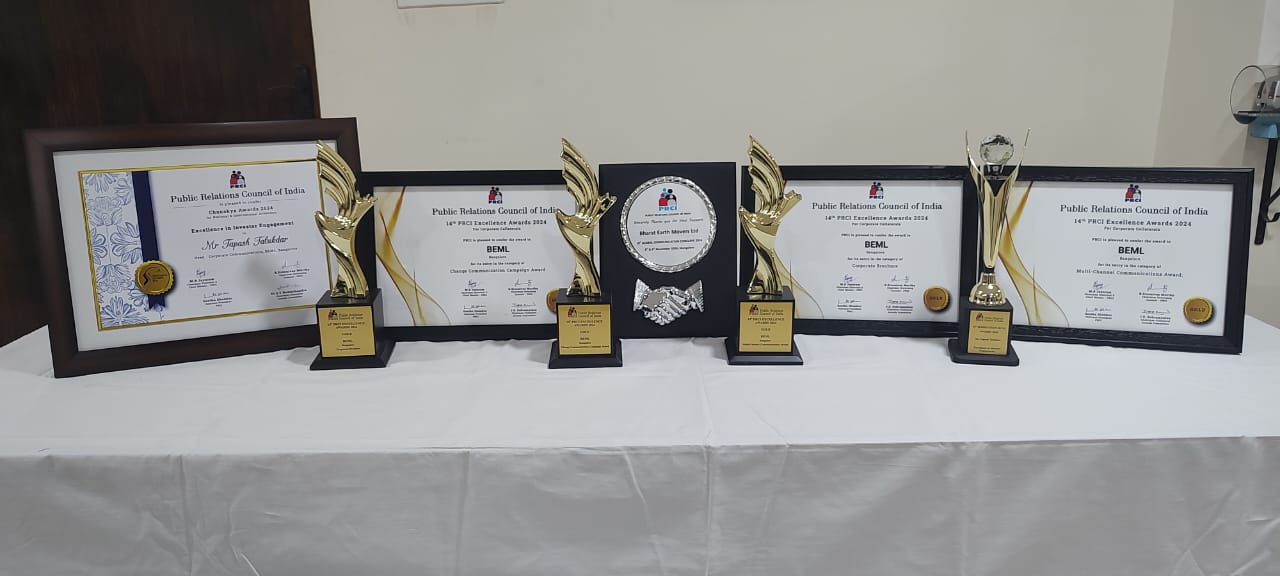 BEML Wins Prestigious Awards in Multiple Categories at the 18th Global Communication Conclave & 14th PRCI Excellence Award