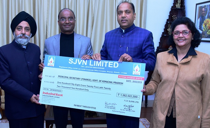 SJVN Declared an Interim Dividend of Rs. 589.47 Crore for FY 2018-19