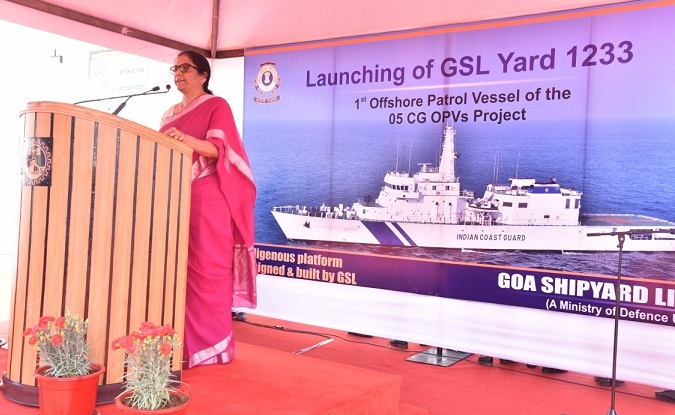  Defence Minister Launches Indigenous Coast Guard Offshore Patrol Vessel at GSL