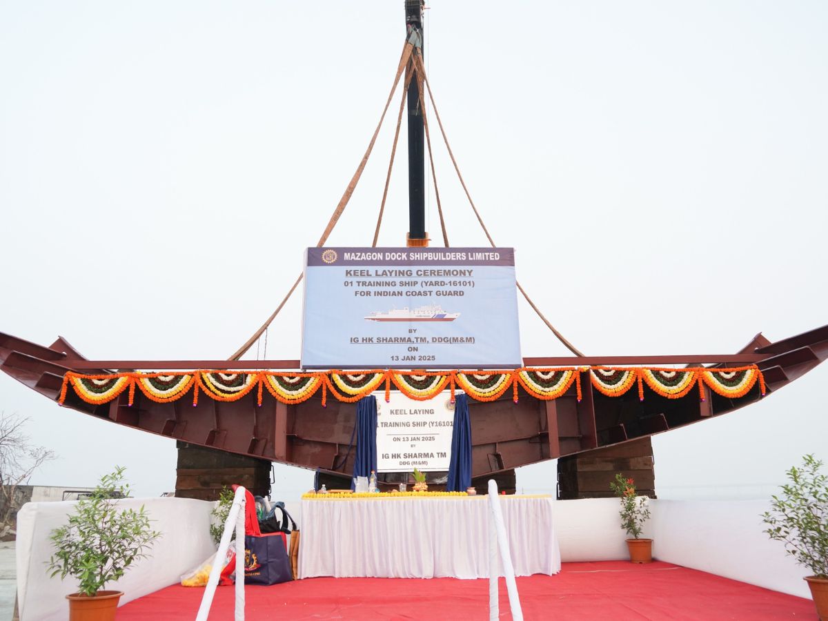 Keel Laying ceremony of 01 Training Ship of ICG by MDL