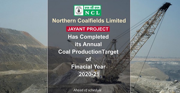 Mega project of NCL completes annual coal production of 20 MT