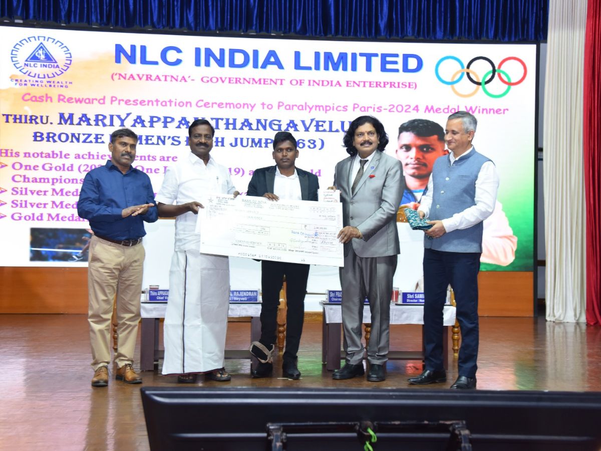 NLCIL Honours Paralympics Paris-2024 Medal Winners of Tamil Nadu with Cash Awards