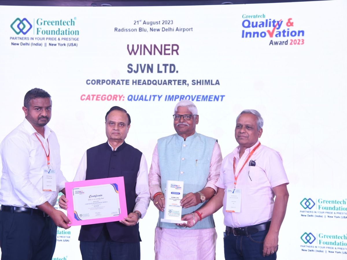 SJVN conferred with Greentech Quality & Innovation Award 2023