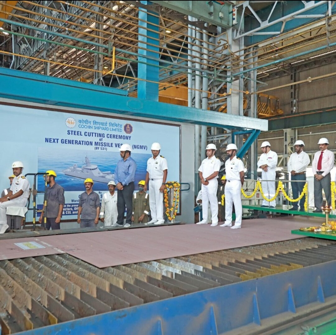 First Ship of Next Generation Missile Vessel’s steel cutting ceremony held at Cochin Shipyard Limited, Kochi