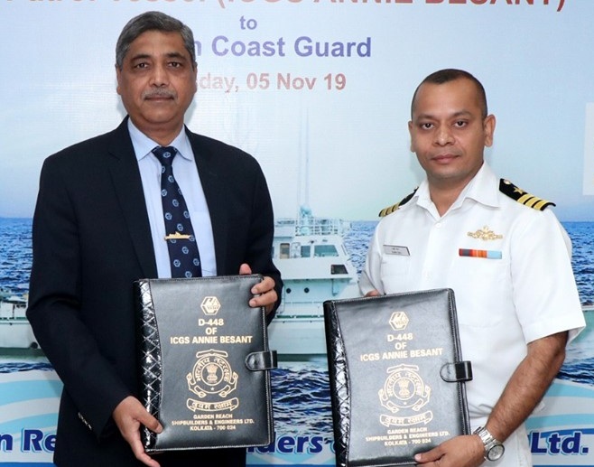 GRSE delivers FPV ICGS Annie Besant to Indian Coast Guard