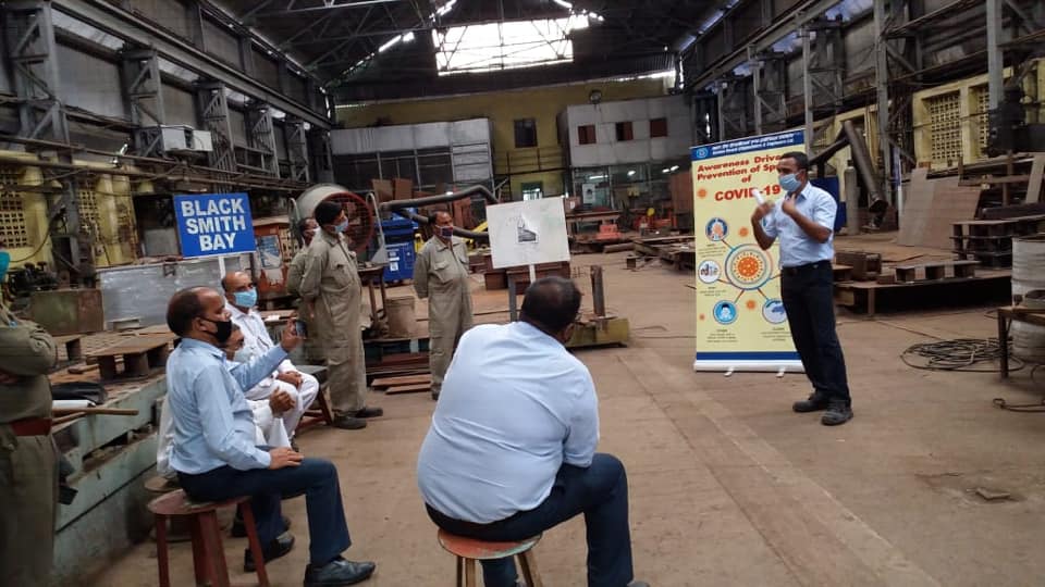 GRSE Conducts Awareness Drive for COVID Prevention at FOJ Unit