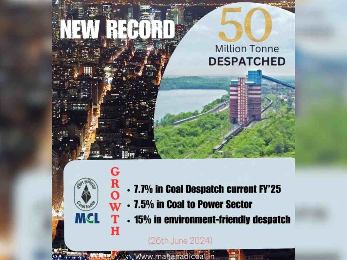 MCL surpasses 50 MT coal despatch, sets new record