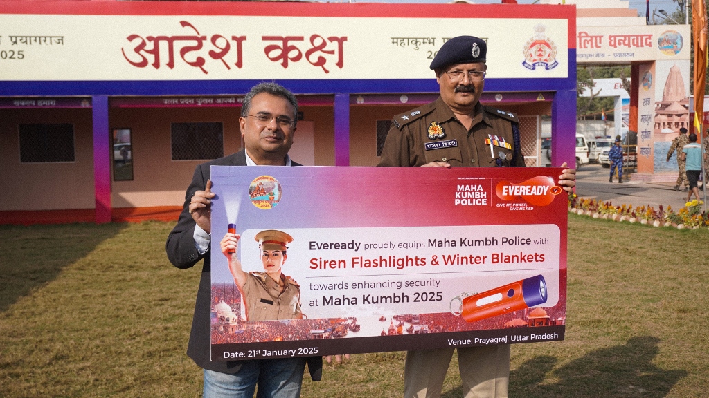 Maha Kumbh Police Empowers On-ground Personnel with Eveready Siren Torches to Ensure Crowd Safety at Maha Kumbh 2025