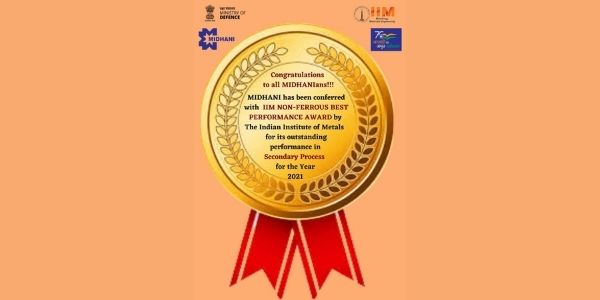 MIDHANI honored with 'Best Performance Award' for Secondary Process by IIM