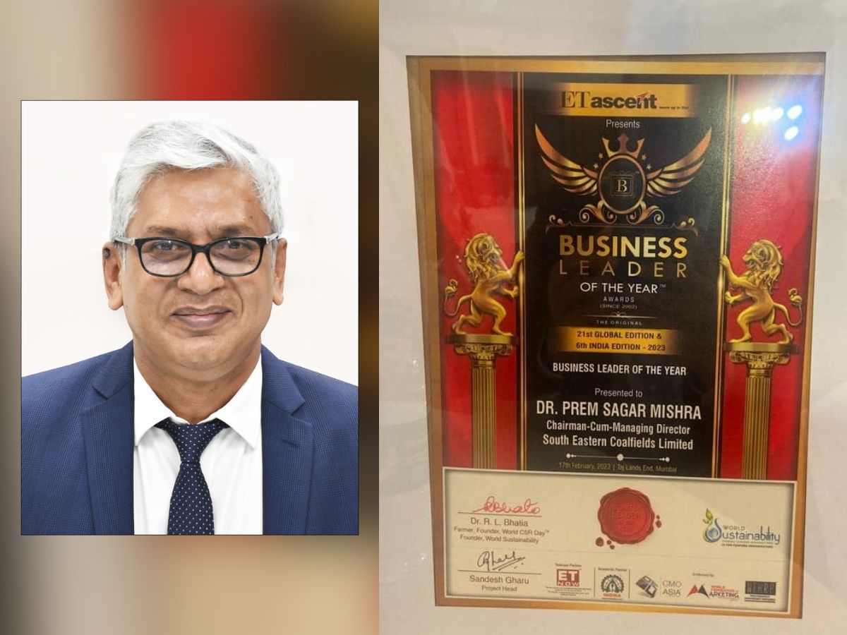 SECL CMD Dr Prem Sagar Mishra receives ET Ascent Business Leader of the Year Award